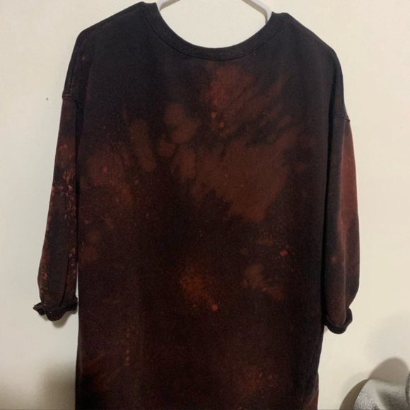 4/$20 Oversized 3/4 sleeve long sweatshirt reverse tye die black brown orange - Picture 6 of 6